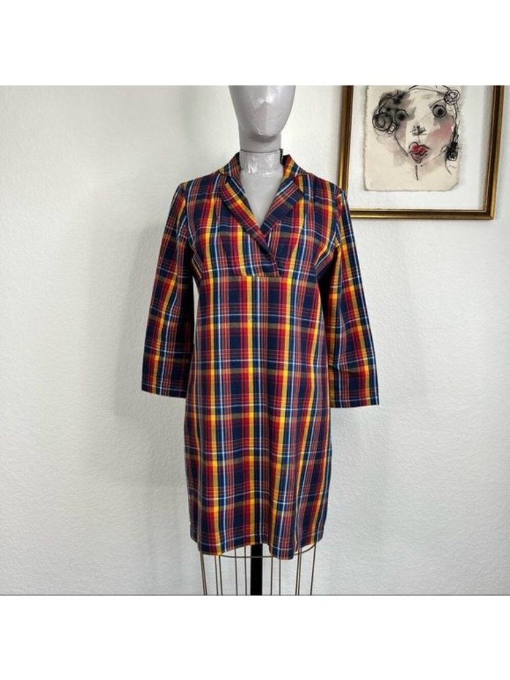 Harvey Faircloth Plaid Tartan Shirtdress